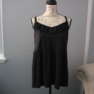 Plus Size Black Ruffle Tank Top